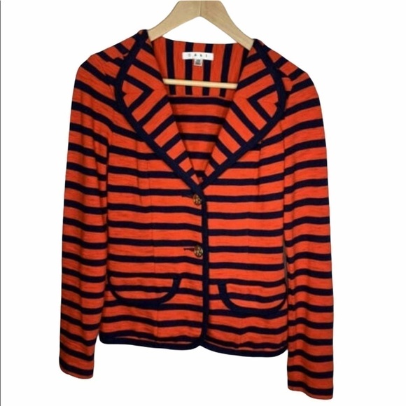 CAbi Womens Striped Nautical Blazer Size XS Red - Picture 1 of 5